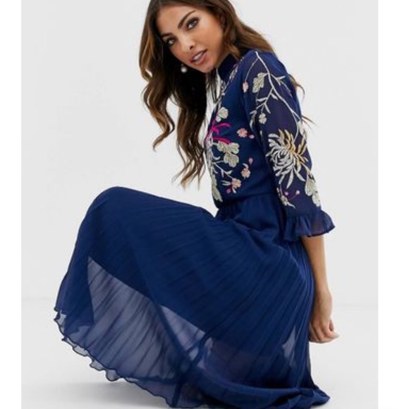 ASOS Embroidery Ruffle Dress - Picture 1 of 8